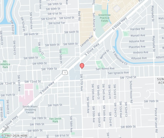 Location Map: 6705 Red Road Coral Gables, FL 33143