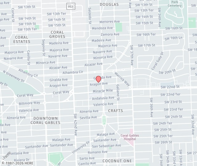 Location Map: 221 Aragon Avenue Coral Gables, FL 33134